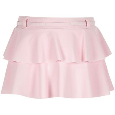 Girls pink ruffle swim skirt